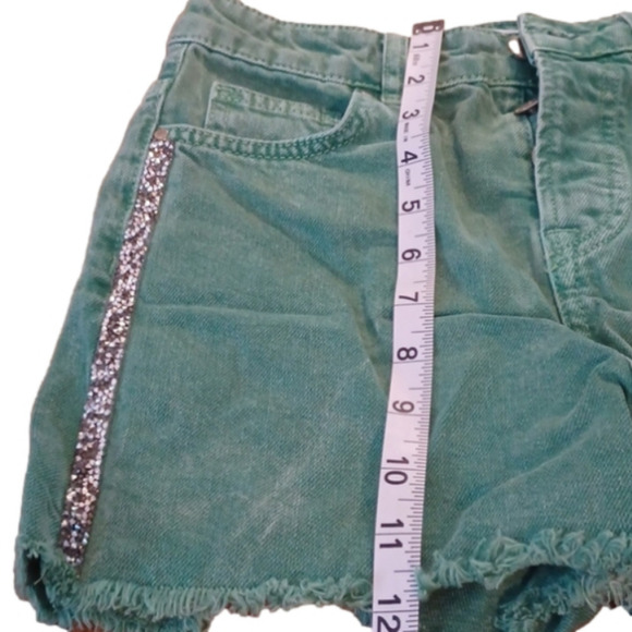 Zara Buttonfly cutoff glitterstripe green  shorts Summer! Size 2. - Picture 10 of 12